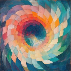 Colorful spiral design on a blue background, creating a vibrant and dynamic visual effect.