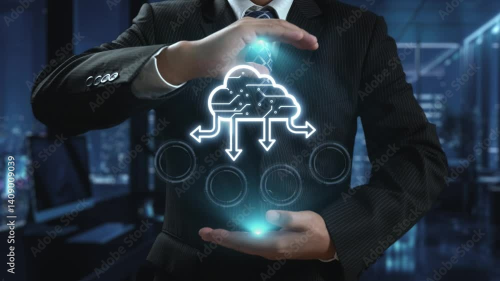 Aufkleber business person discover the future of cloud computing with latest insights and elevate business by 