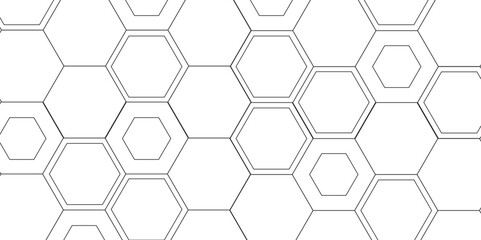 Bee honeycomb shapes. Abstract pattern with hexagonal white and gray technology line paper background. Luxury white pattern with hexagons. Luxury 3D white light geometric technology structure
