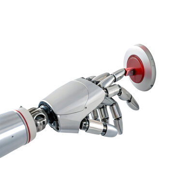 A beautiful robot hand is click on with white background
