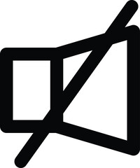 Black and white mute icon for sound off and media interface design