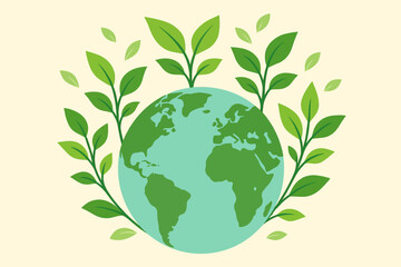 Flat earth illustration emphasizing environmental growth