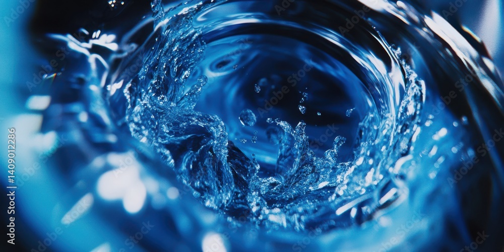Aufkleber a swirling vortex of blue water with splashes and movement creating a dynamic and abstract design