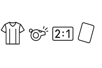 Football icons illustrating key items for a match