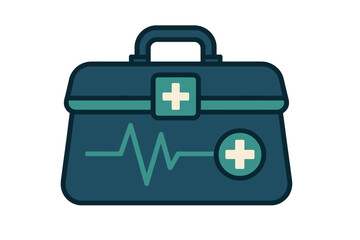 Flat medical toolkit illustration with health symbols