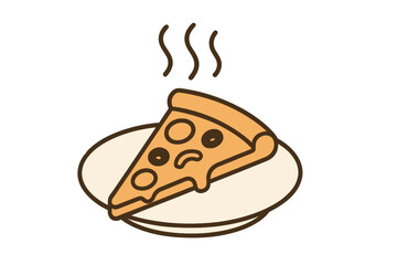 Hot pizza slice in a simple flat design