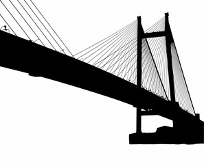 Black and White Suspension Bridge Silhouette Illustration for Design and Art Projects