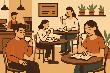 A dull social atmosphere in a welcoming and intimate cafe setting