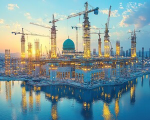Mosque Under Construction Reflection