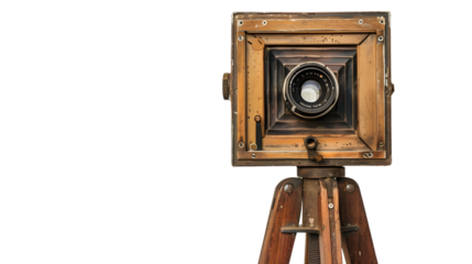 Vintage Wooden Camera on Antique Tripod Photography Equipment Display