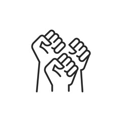 BLM icon. Simple Raised Fists icon representing solidarity, unity, and collective strength. A powerful symbol for social movements, protests, and empowerment initiatives. Vector illustration