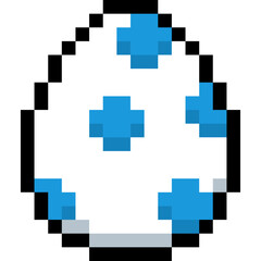 Egg with colorful pattern. Yoshi egg. Dinosaur egg pixel style	