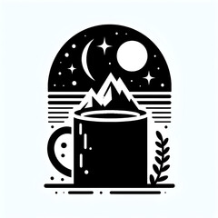 Create a mug silhouette vector style with white background