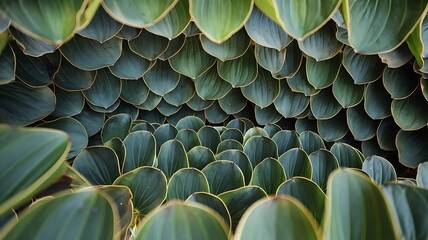 Fototapeta premium Close-up of overlapping green leaves with crisp veins and vibrant hues. A slight tilt and soft blur in areas add texture, dimension, and a serene sense of natural movement to the composition
