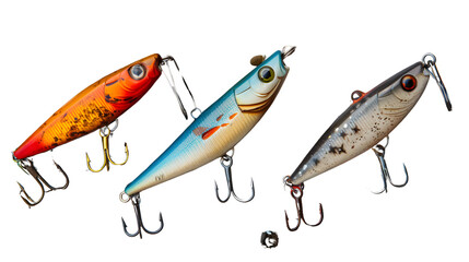 Vintage Fishing Lures Displayed on Weathered Wooden Surface for Angling Enthusiasts