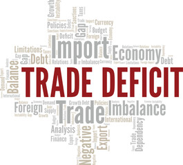 Trade Deficit word cloud conceptual design isolated on white background.