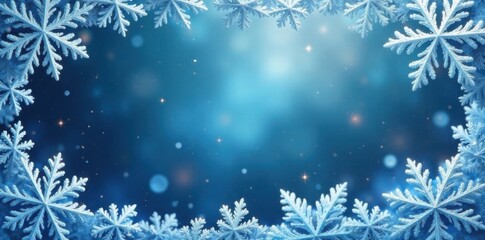 Icy snowflake border with intricate details and frosty sheen, winter, decorations, snowflakes