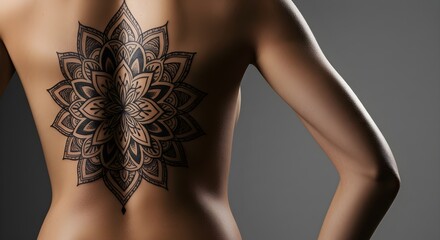 Detailed Tattoo Design on Back of Person