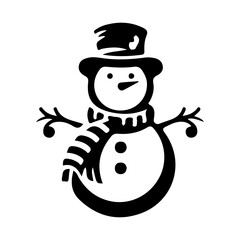 snowman line art silhouette vector illustration

