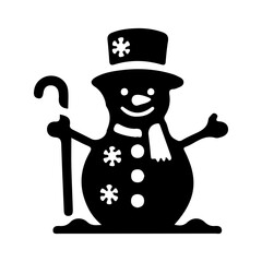 A snowman with a scarf vector silhouette
