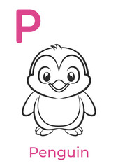 Obraz premium Cute Penguin Outline for Coloring Activity 