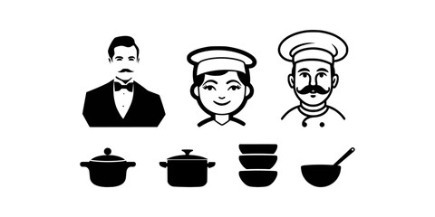Obraz premium Kitchen Tools Vector Icons | Logo Design Elements Bundle