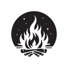 campfire vector silhouette clip art illustration