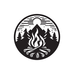 campfire vector silhouette clip art illustration