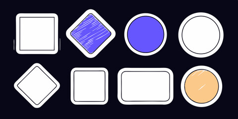 Colorful Grunge Brush Stroke Shape Vector Set