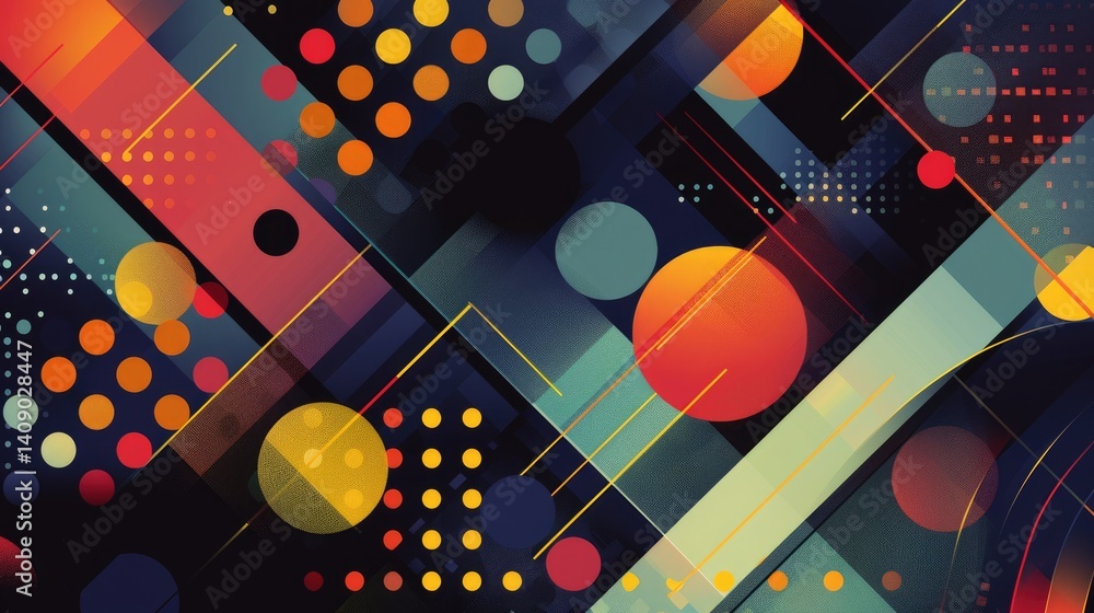 Aufkleber abstract colorful geometric shapes effect on surface of digital cyber design express scene of cybers