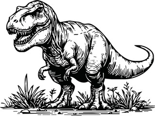 Graphical t-rex running isolated on white, vector illustration,angry dinosaur