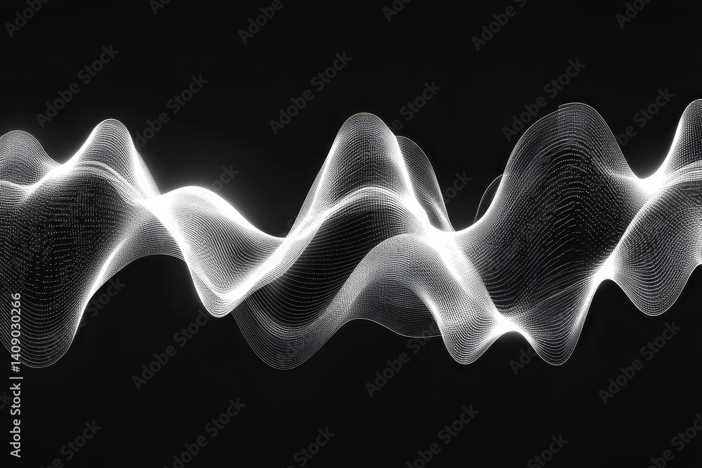 Poster black and white seamless waveform pattern for background or design use in various applications, 3d w
