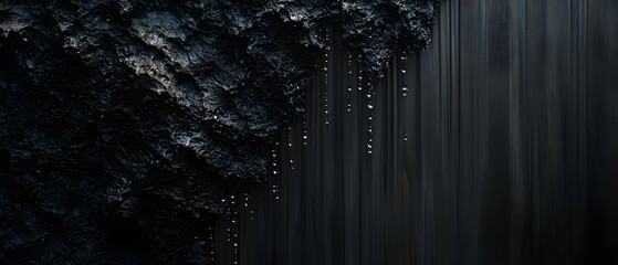 Obraz premium Dark Waterfall Cascading Down a Rocky Face