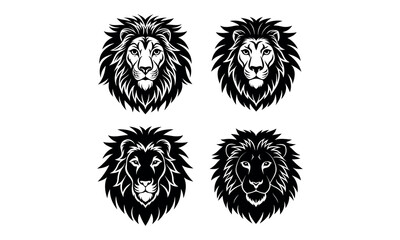 Lion head logo icon set, lion face vector Illustration, on a isolated background, EPS