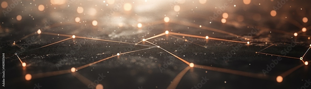Poster illuminated network connections representing data flowing across a digital landscape
