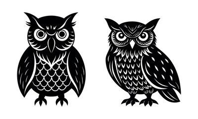 Owl  silhouette Icon Set