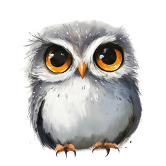 Fototapeta premium Owl showing personality and charm in a funny animal portrait on a white background