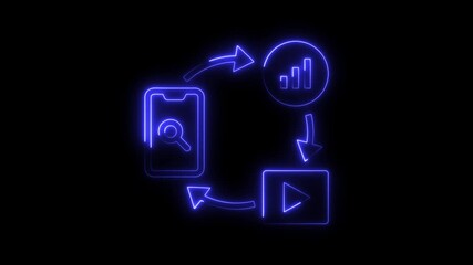 Glowing neon trend icon 4k  isolated on black background. HD Video motion graphic animation