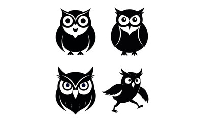 Owl  silhouette Icon Set