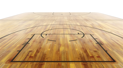 Professional Basketball Tournament Bracket on Wood Gym Floor Isolated Background