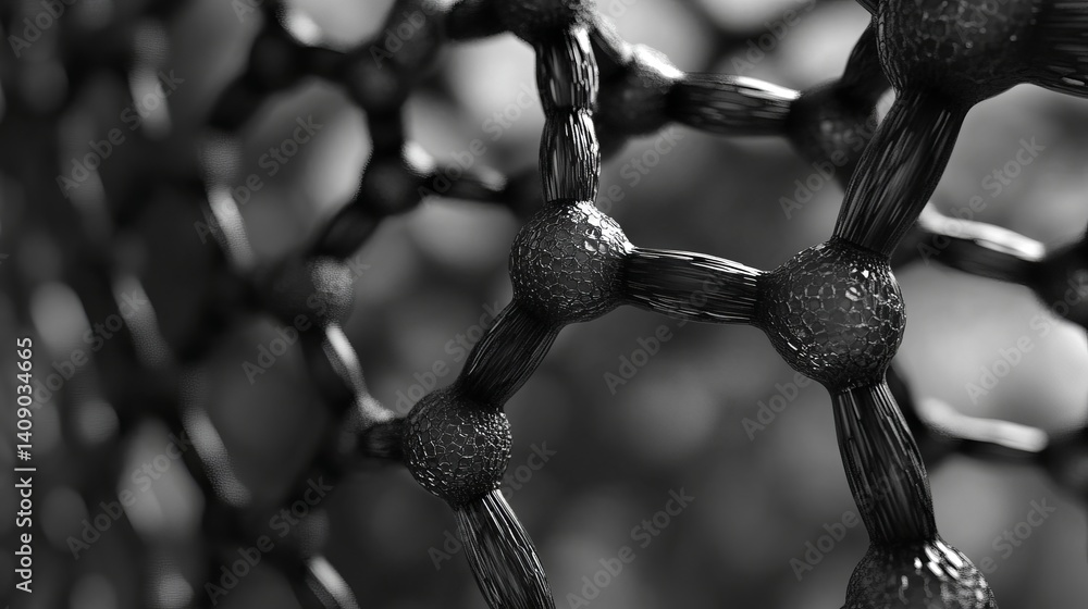 Poster abstract black and white molecular structure detailed 3d render science technology background image