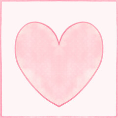 Soft pink tile with heart in frame, digital watercolor art
