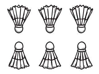Shuttlecock Fine Line Art on White Background