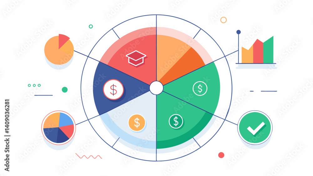 Poster a radar chart displays a users saving and spending habits across different categories giving them a 