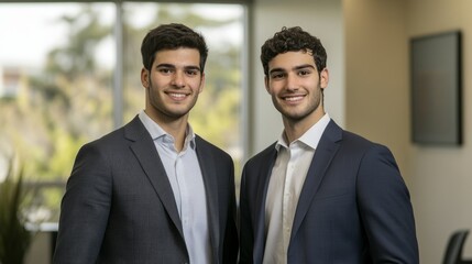 Two confident business professionals in formal attire -- professionalism and success in the modern workplace
