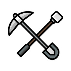 Shovel and Pickaxe Crossed Tools Icon Design