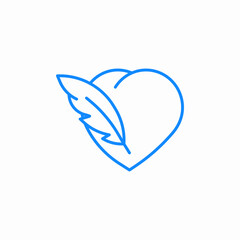 quill heart icon sign vector