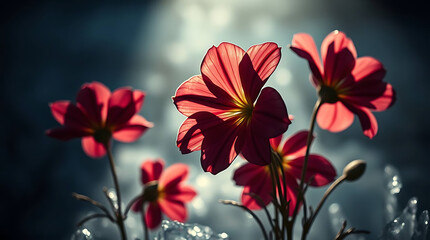 Obraz premium hyper realistic visual of beautiful flowers in icy background, created by generative ai