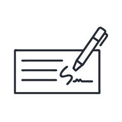 Signed Check with Signature Line Icon Design