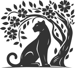 Forest with leopard vector animal silhouette